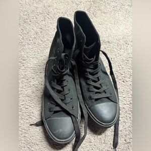 EUC MENS 11 UNBRANDED BLACK‎ HIGH TOP CANVAS SHOES TENNIS